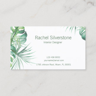 Carte De Visite Monstera Feuilles Tropical Adresse de retour