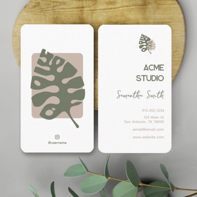 Carte De Visite Monstère minimaliste moderne (Boho Plants Business Card Template)