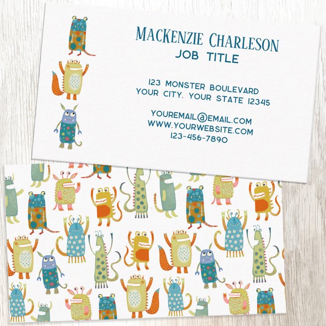 Carte De Visite Monstres amusants (Fun monsters custom text business cards)