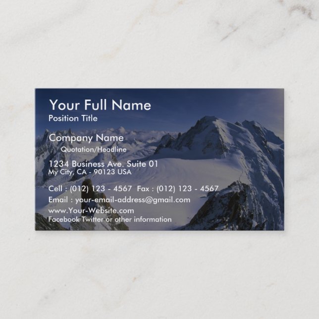 Carte De Visite Mont Blanc, hiver de la France (Devant)