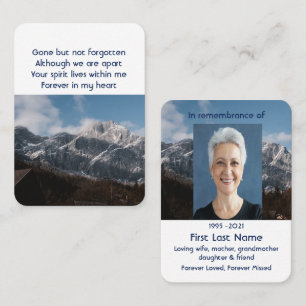 Carte De Visite Monts Alpine Home Memorial Poche Keepsaké