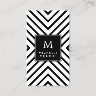 Carte De Visite Mood rétro noir et blanc Motif Bold Monogramme