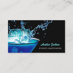 Carte De Visite Moody Blue Beverage Splash Edgy Événements Bartend
