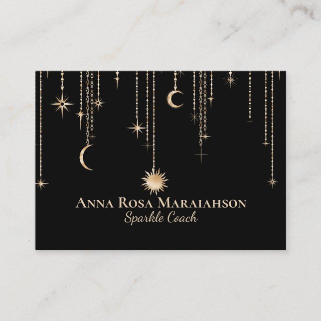 Carte De Visite *~* Moon Cosmars Stars Gold Sparkle Parties scinti (Devant)