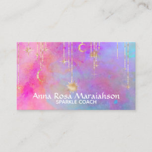 Carte De Visite *~* Moon Rainbow Gold Sparkle Parties scintillant 
