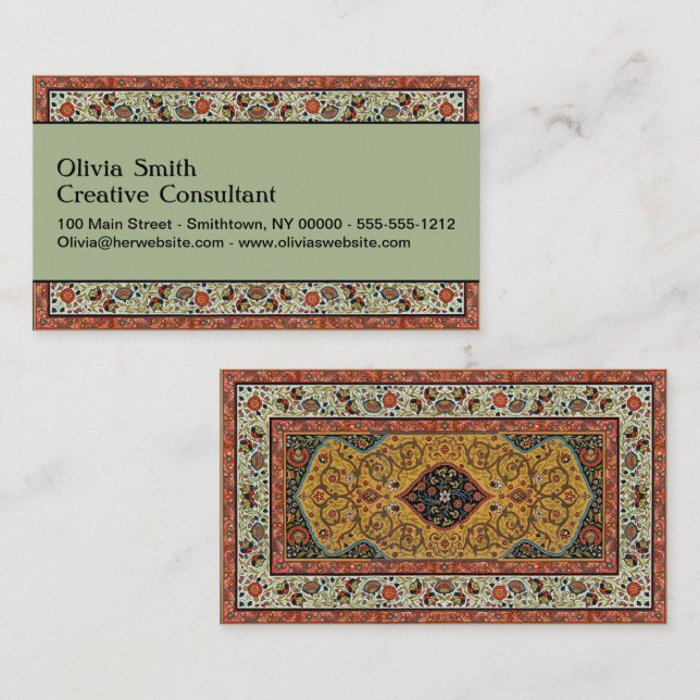 Carte De Visite Moquette Perse antique Design élégant (Devant / Derrière)