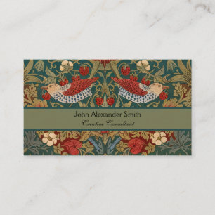Carte De Visite Morris Strawberry Thief Vert sarcelle Rouge Floral