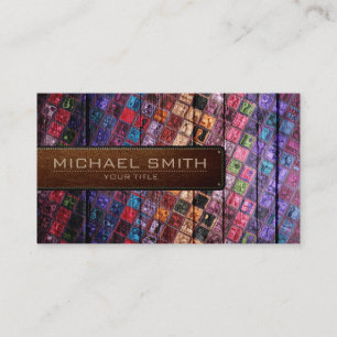 Carte De Visite Mosaic Bois Élégant Cuir Look #14