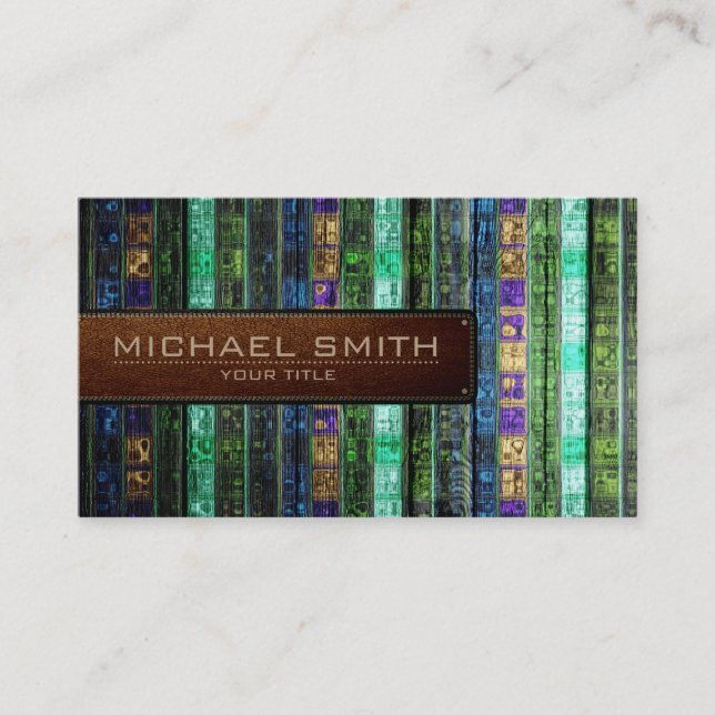 Carte De Visite Mosaic Bois Élégant Cuir Look #17 (Devant)