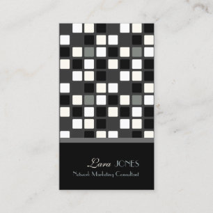 Carte De Visite Mosaïque Carré Carreaux noirs + blanc monochrome