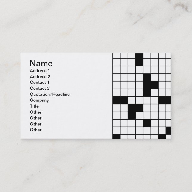 CARTE DE VISITE MOT CROISÉ PUZZLE MOTIF GRAPHIQUE JEUX MOTS AMUSAN (Devant)