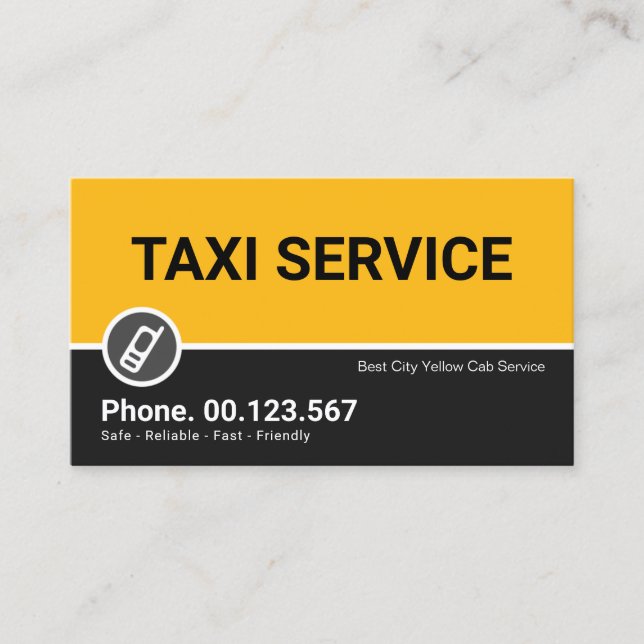 Carte De Visite Moteur de taxi minimaliste rétro-jaune (Devant)