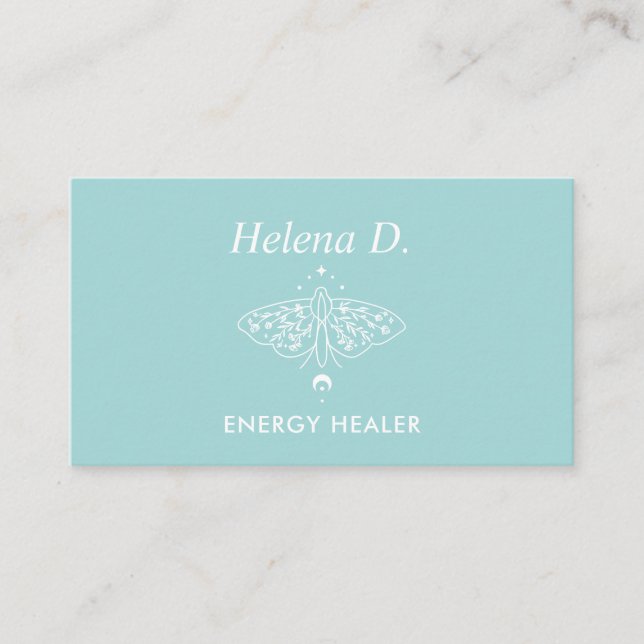 Carte De Visite Moth Butterfly Lune Phase Reiki Praticien Yoga (Devant)