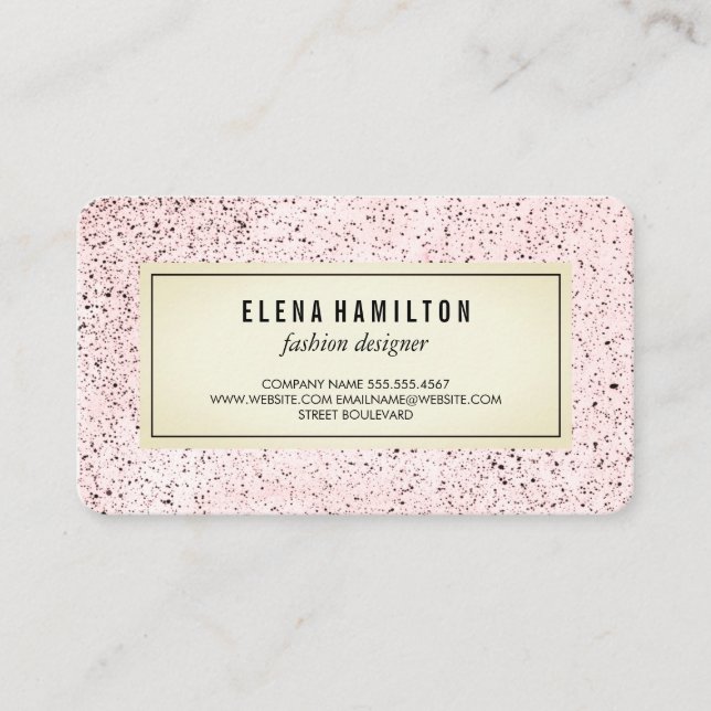 Carte De Visite Motif à bordure moderne rose (Devant)