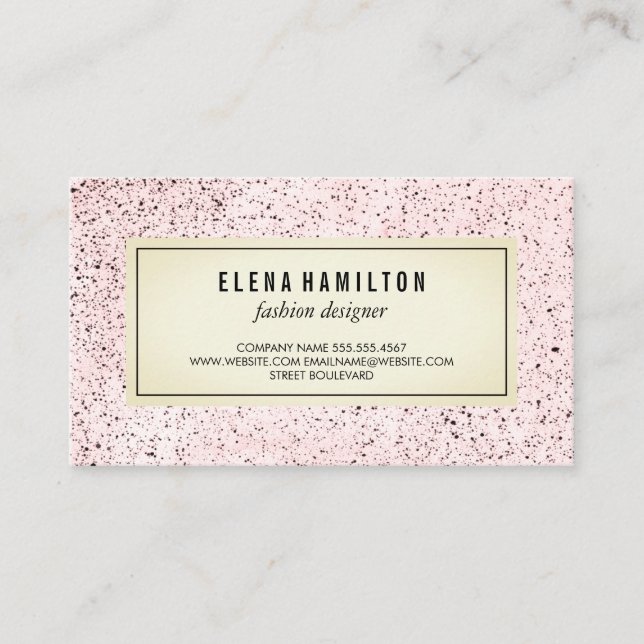 Carte De Visite Motif à bordure moderne rose (Devant)