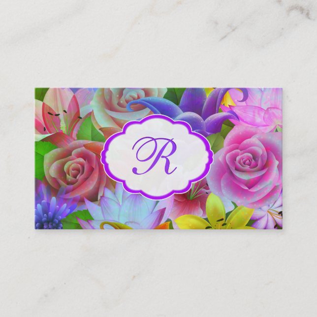 Carte De Visite Motif à fleurs colorées (Devant)