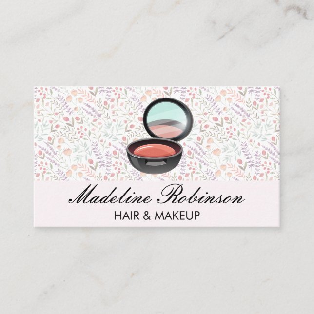 Carte De Visite Motif à fleurs de printemps | Maquillage compact (Devant)