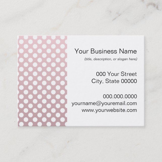 Carte De Visite Motif à pois rose et blanc (Devant)