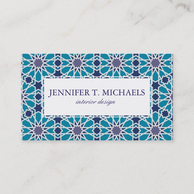 Carte De Visite Motif abstrait dans bleu et gris (Devant)