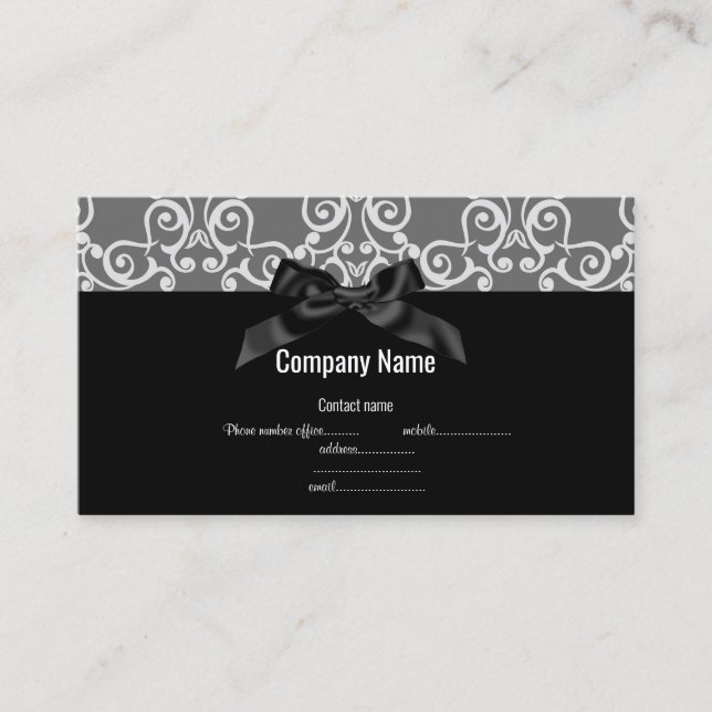 CARTE DE VISITE MOTIF ABSTRAIT NOIR ARGENT (Devant)