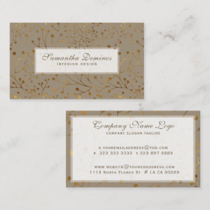 Carte De Visite Motif Abstrait Tan & Gold Tree Brunches