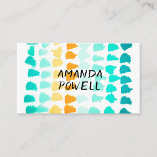 Carte De Visite motif abstrait turquoise et orange moderne