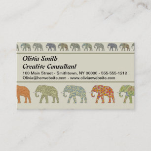 Carte De Visite Motif animal coloré éléphant