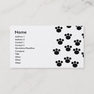 Carte De Visite Motif animal d'empreinte de patte. Noir et blanc.