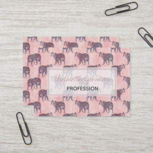 Carte De Visite Motif animal léopard rose moderne