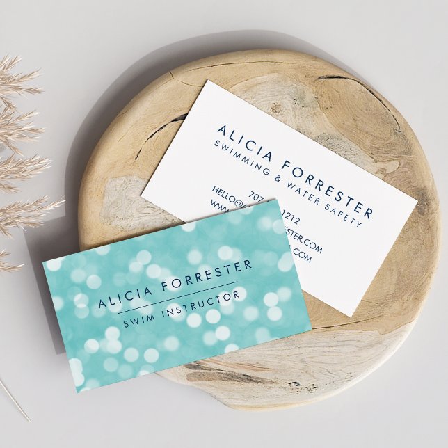 Carte De Visite Motif Aqua et Navy Bokeh (Créateur téléchargé)