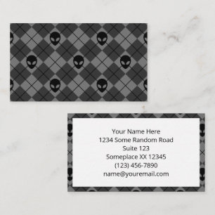 Carte De Visite Motif Argyle Alien Noir et Gris