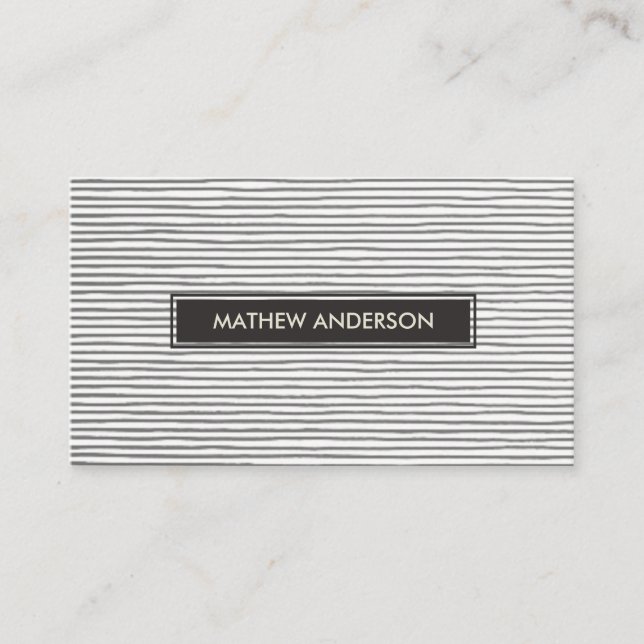 CARTE DE VISITE MOTIF ARTISTIQUE DE LIGNE BLANCHE NOIR (Devant)