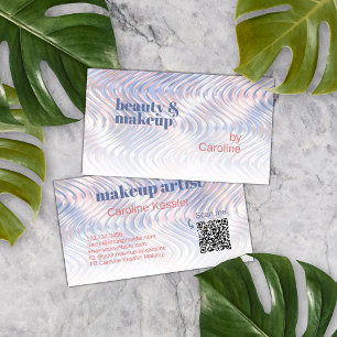 Carte De Visite Motif artistique de vagues en marbre métallisé ble