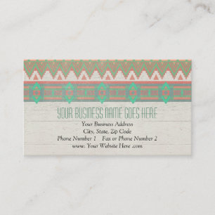 Carte De Visite Motif aztèque tribal pastel pêche/aqua
