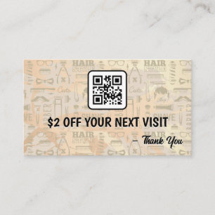 Carte De Visite Motif Barber Tools   Code QR de remise