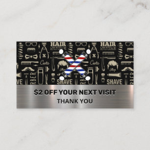 Carte De Visite Motif Barber Tools   Poteaux en barbre