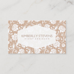 Carte De Visite Motif blanc et bronze à Damas florales 2