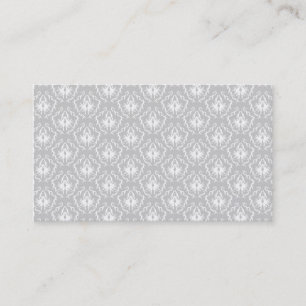 Carte De Visite Motif blanc et gris élégant. Damassé