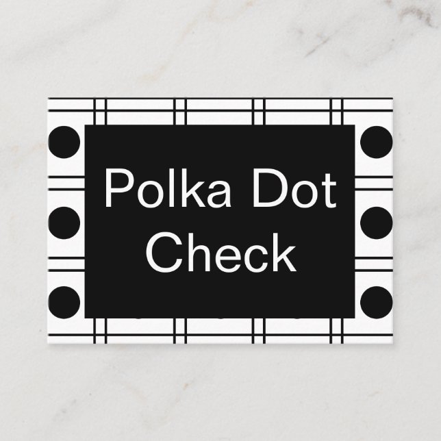 Carte De Visite Motif blanc et noir du point Polka Cercle (Devant)