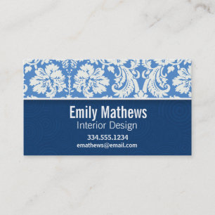 Carte De Visite Motif bleu de damassé