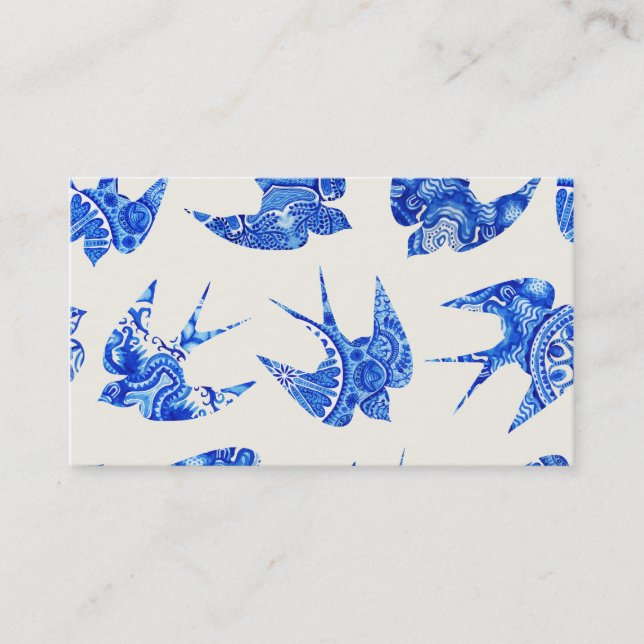 Carte De Visite Motif bleu d'oiseau d'hirondelle d'aquarelle (Devant)