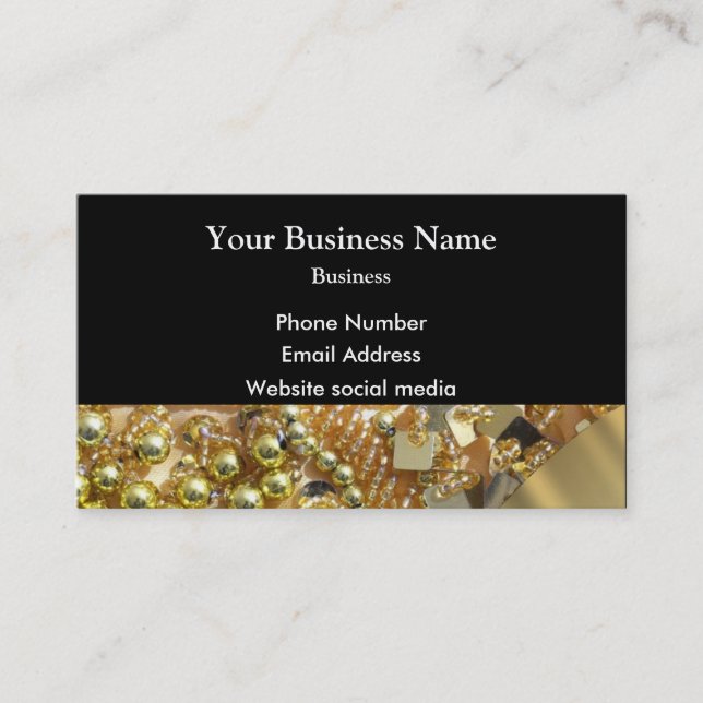Carte De Visite Motif bling d'or de bijoux (Devant)