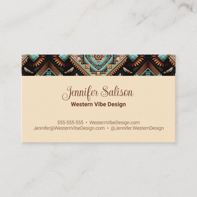 Carte De Visite Motif Boho occidental (Devant)