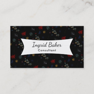 Carte De Visite Motif botanique 01 d'aquarelle multicolore