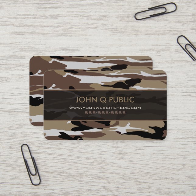 Carte De Visite Motif Camo du désert (Devant/Arrière en situation)