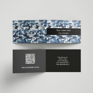 Carte De Visite Motif camouflage bleu neige hivernale, Militaire, 
