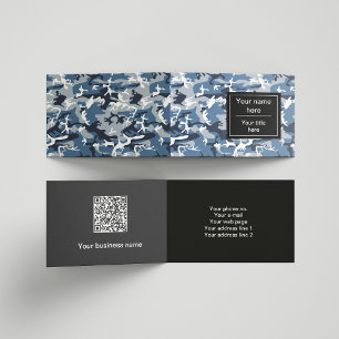 Carte De Visite Motif camouflage bleu neige hivernale, militaire, 