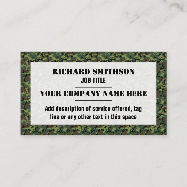 Carte De Visite Motif Camouflage vert (Devant)