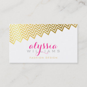 Carte De Visite Motif chevron GLAMOROUS élégant feuille or brillan