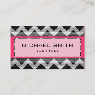 Carte De Visite Motif Chevron moderne rose chaud